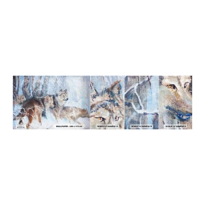 Photo Wallpaper Sample Self-Adhesive Deluxe Sticker - Watch out! It Is Coming - Animals, Wolves, Forest - 100x30 cm