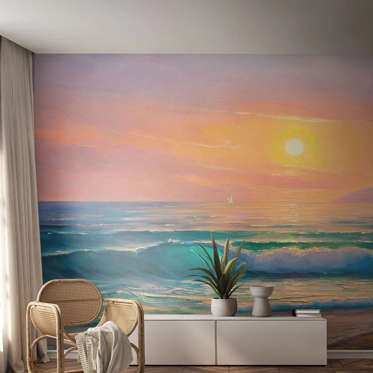 Self-Adhesive Photo Wallpaper Deluxe Sticker - Turquoise Song of the Waves - Abstraction, Landscape, Sea - 250x175 cm
