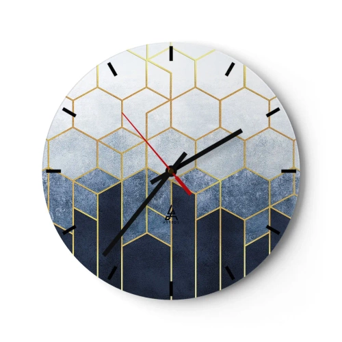 Wall clock - Clock on glass - Composition in Syncopated Rhythm - 40x40 cm