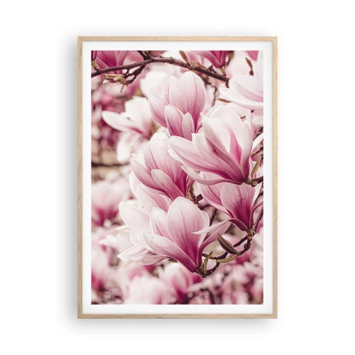 Poster in light oak frame - Spring is Pink - 70x100 cm