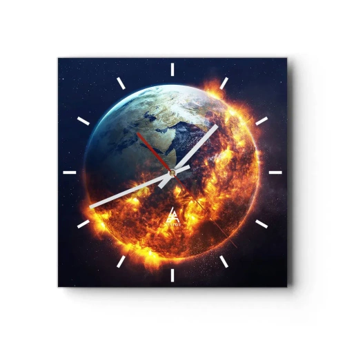 Wall clock - Clock on glass - Flame of Apocalypse - 40x40 cm