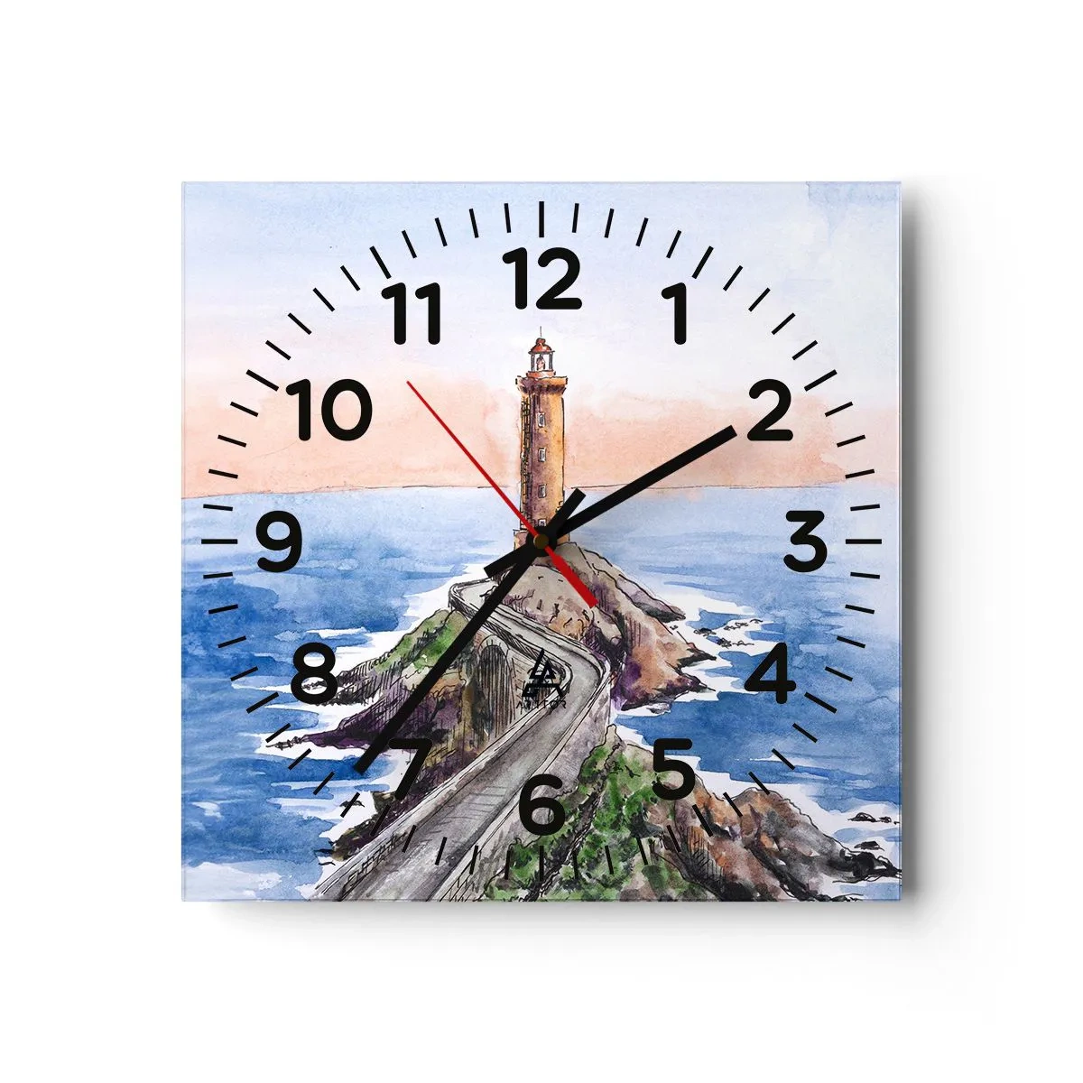 Wall clock - Clock on glass - In the Direction of the Sea - 30x30 cm
