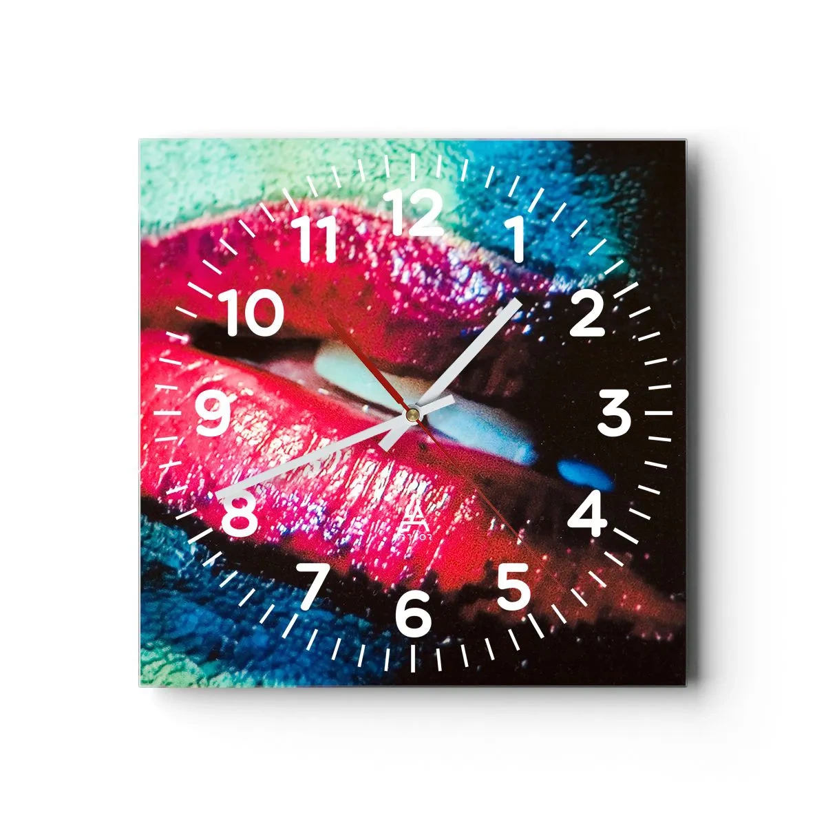 Wall clock - Clock on glass - Sensual and Unquiet - 40x40 cm