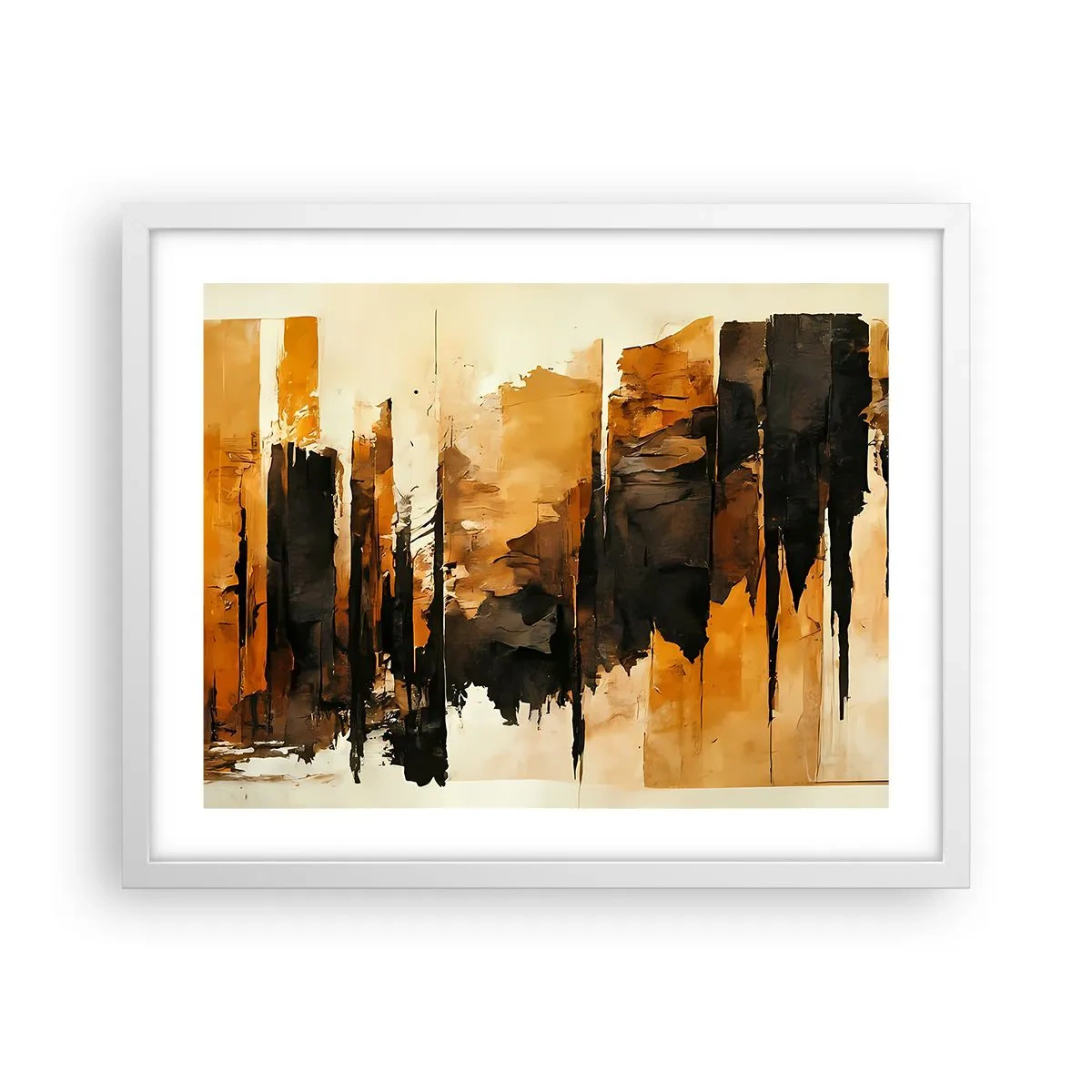 Poster in white frmae - Harmony of Black and Gold - 50x40 cm