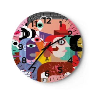 Wall clock - Clock on glass - Picasso Sent Us - 30x30 cm