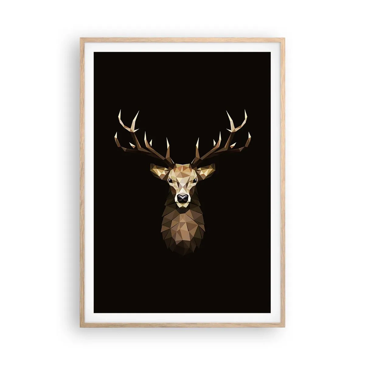 Poster in light oak frame - Cubist Deer - 70x100 cm