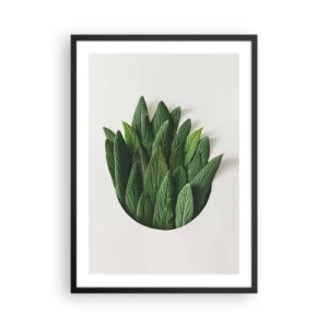 Poster in black frame - Leaves in an artistic composition on a white background - 50x70cm - Untamed Curiosity - Modern wall decoration for the living room and bedroom ARTTOR