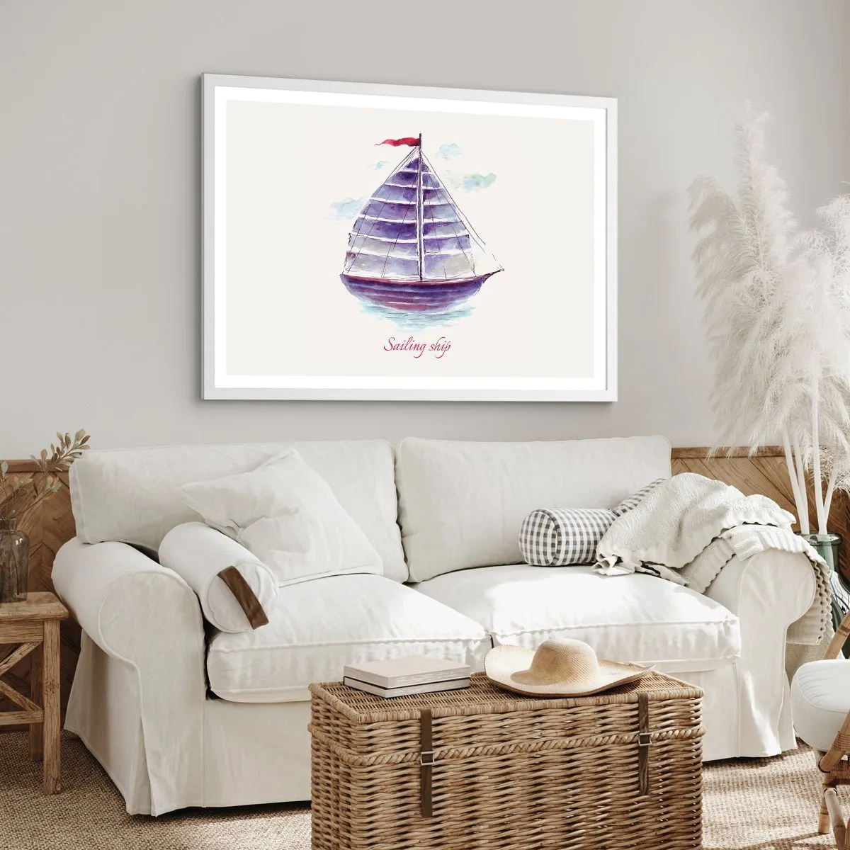 Poster in white frmae - Full Sails And Calm Waters - 100x70 cm