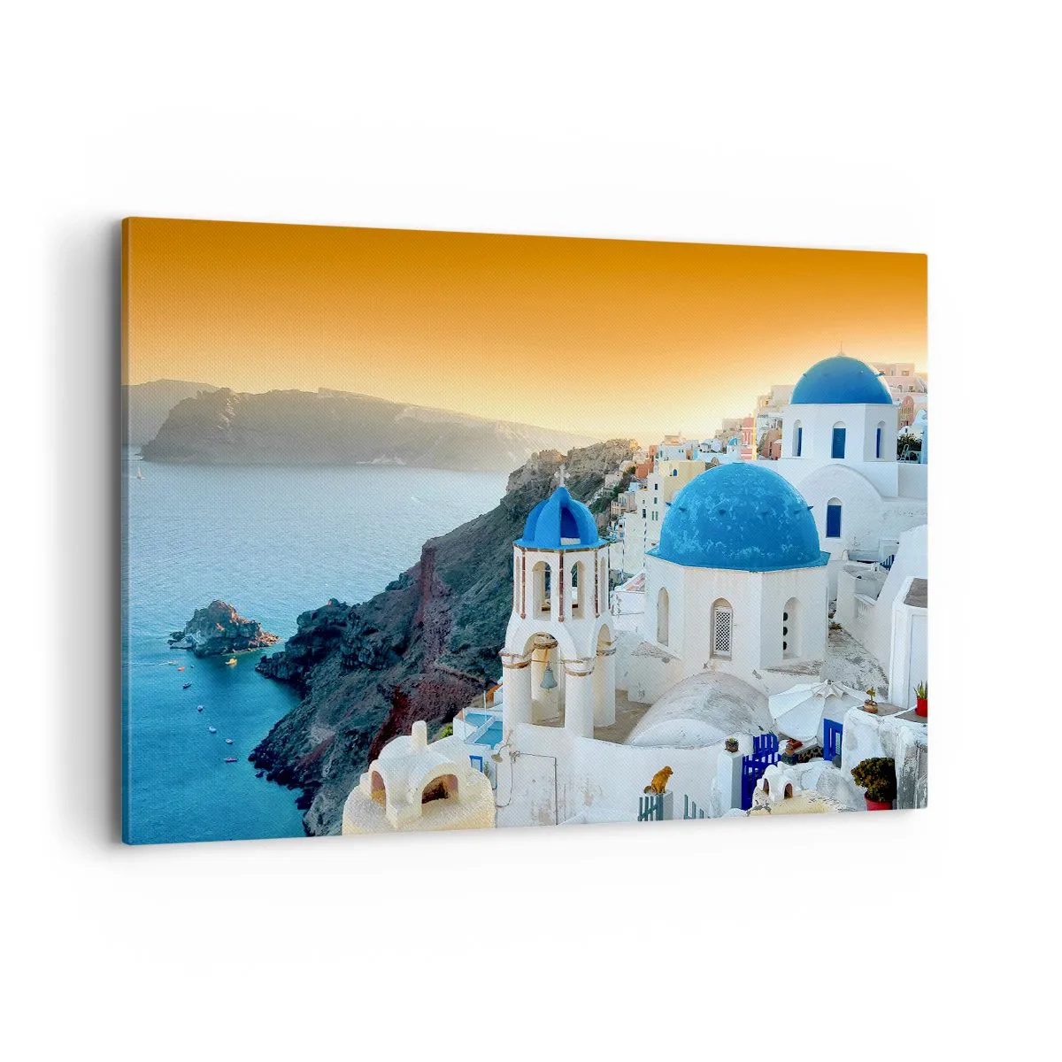 Canvas picture - Santorini - Snuggling up to the Rocks - 120x80 cm