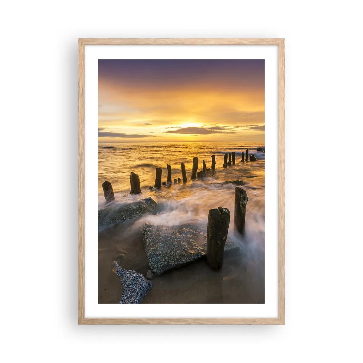 Poster in light oak frame - Raw Beauty of the Baltic Sea - 50x70 cm