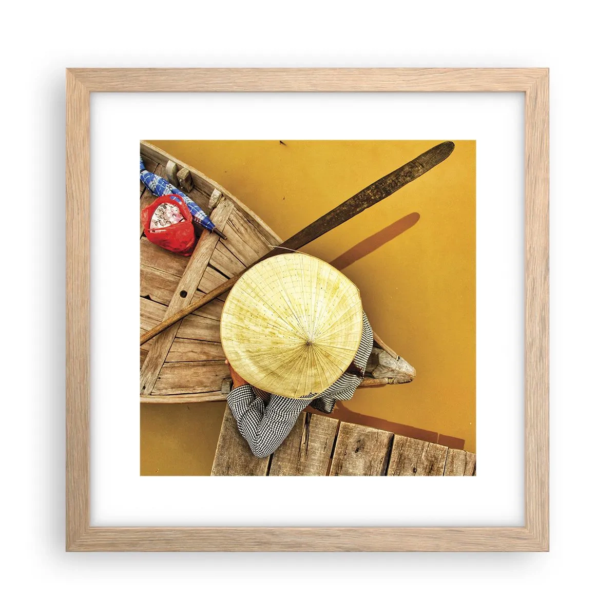 Poster in light oak frame - Life on a Yellow River - 30x30 cm
