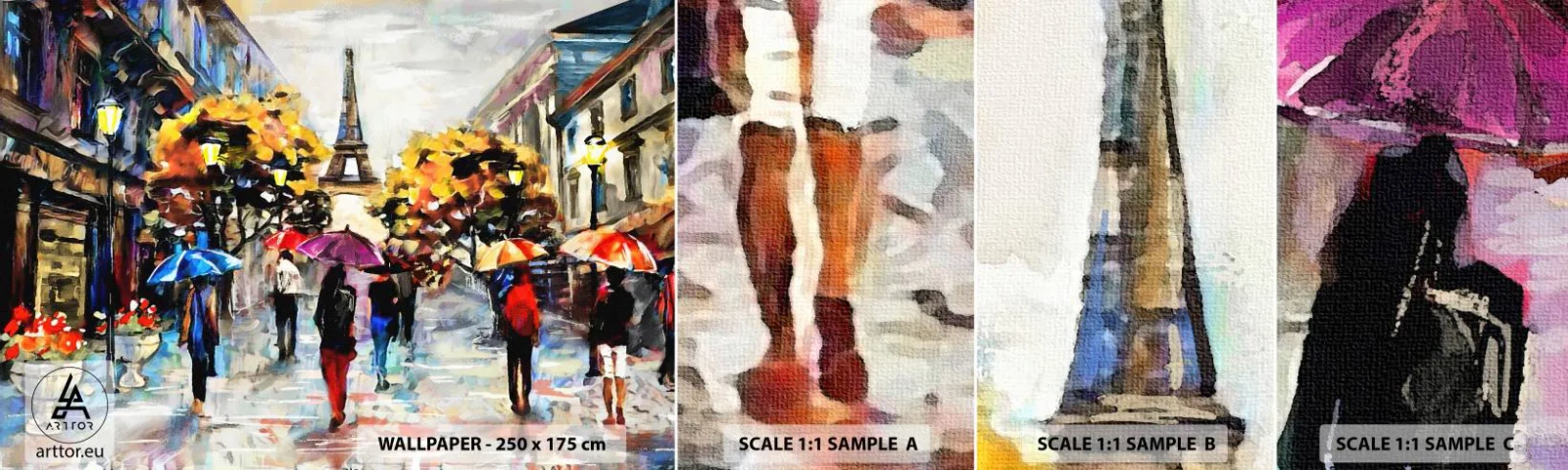 Photo Wallpaper Sample Standard Eco - Especially Beautiful in Autumn - City, Paris, Eiffel Tower - 100x30 cm