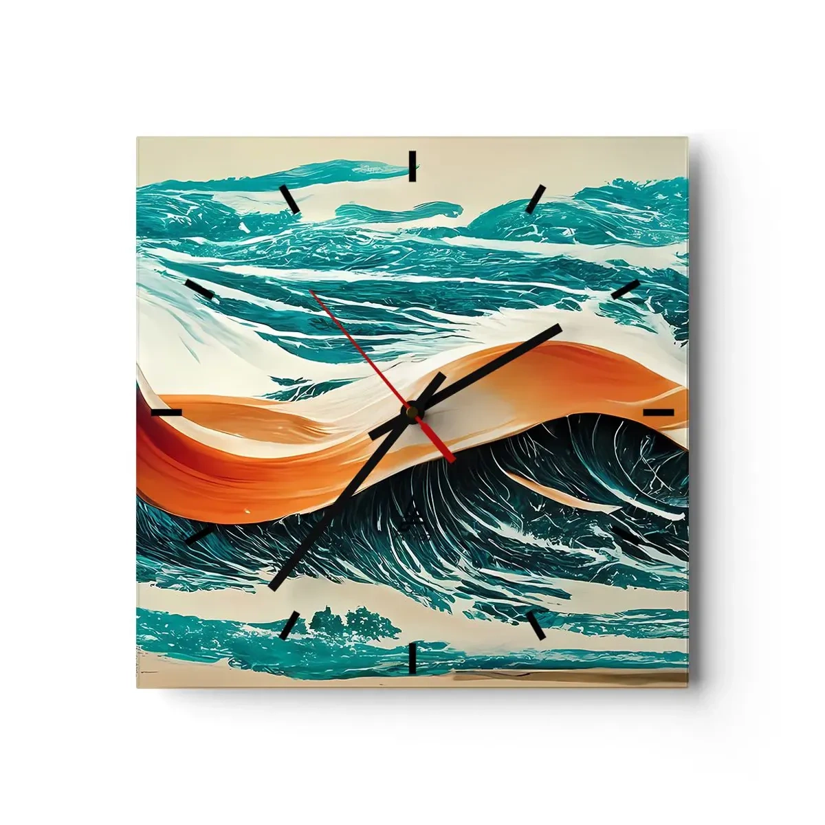 Wall clock - Clock on glass - Surfer's Dream - 30x30 cm