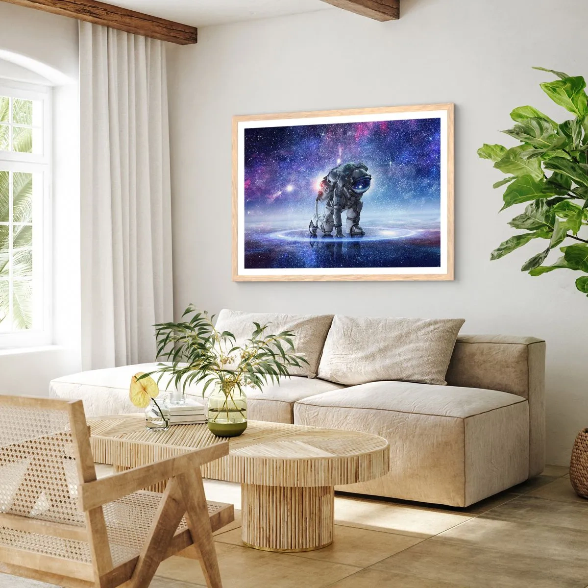 Poster in light oak frame - Starry Night above Me - 100x70 cm