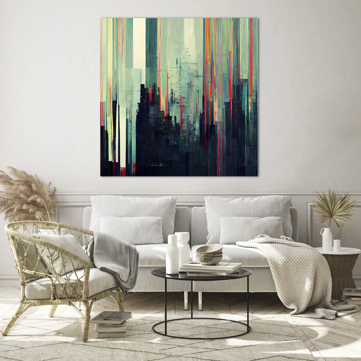Glass picture - Futuristic City - 30x30 cm