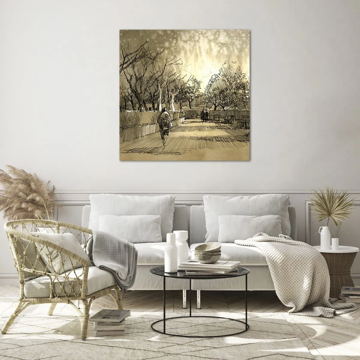 Glass picture - Moment Stopped with a Feather - 60x60 cm