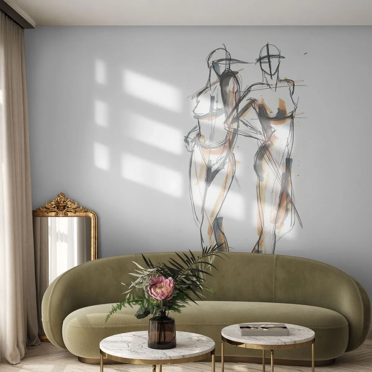 Photo Wallpaper Premium Sand - Study of Grace - Graphics, Fashion, Modern Art - 100x70 cm