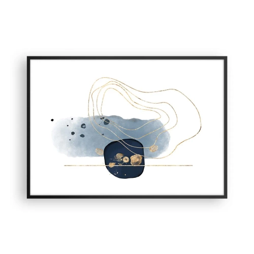 Poster in black frame - Blue and Gold Fantasy - 100x70 cm