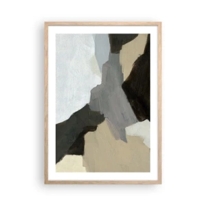 Poster in light oak frame - Abstract: Crossroads of Grey - 50x70 cm