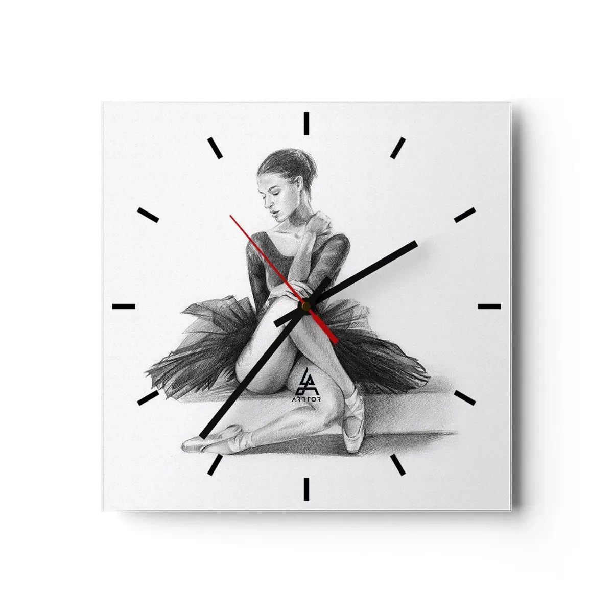 Wall clock - Clock on glass - Enchanted by a Dance - 40x40 cm