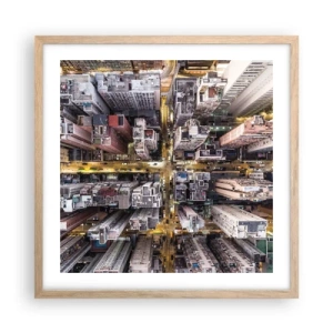 Poster in light oak frame - Greetings from Hong Kong - 50x50 cm