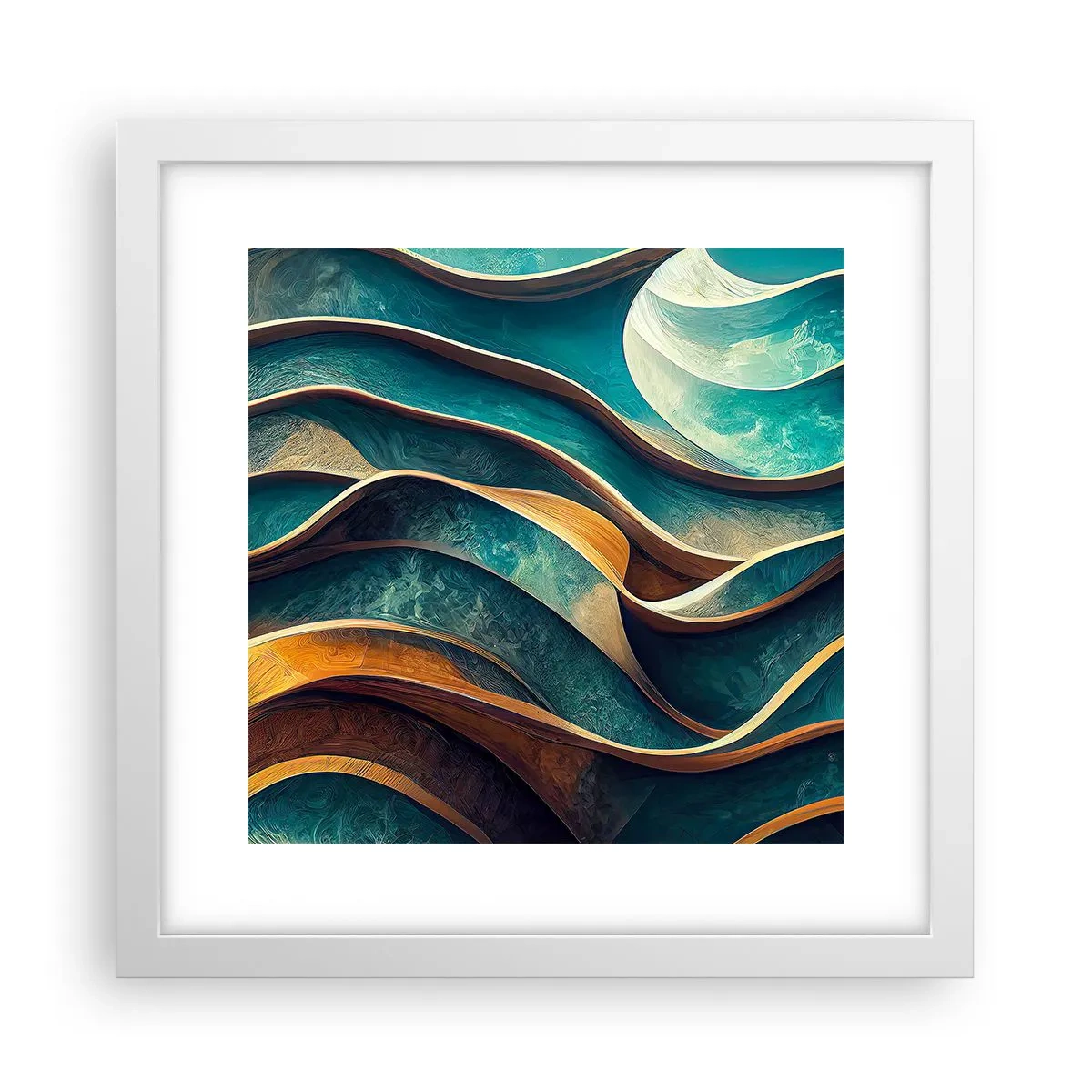 Poster in white frmae - Meanderings of Blue - 30x30 cm