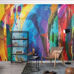 Custom Wallpaper Standard Eco - Outburst of Colours - Abstraction, Piece, Modern Art