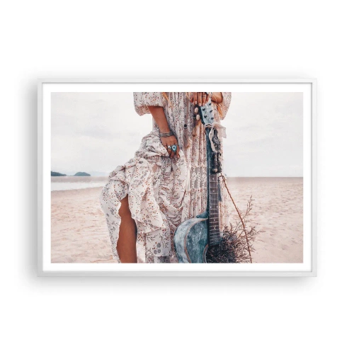 Poster in white frmae - Flower Chidlren on their Way - 100x70 cm