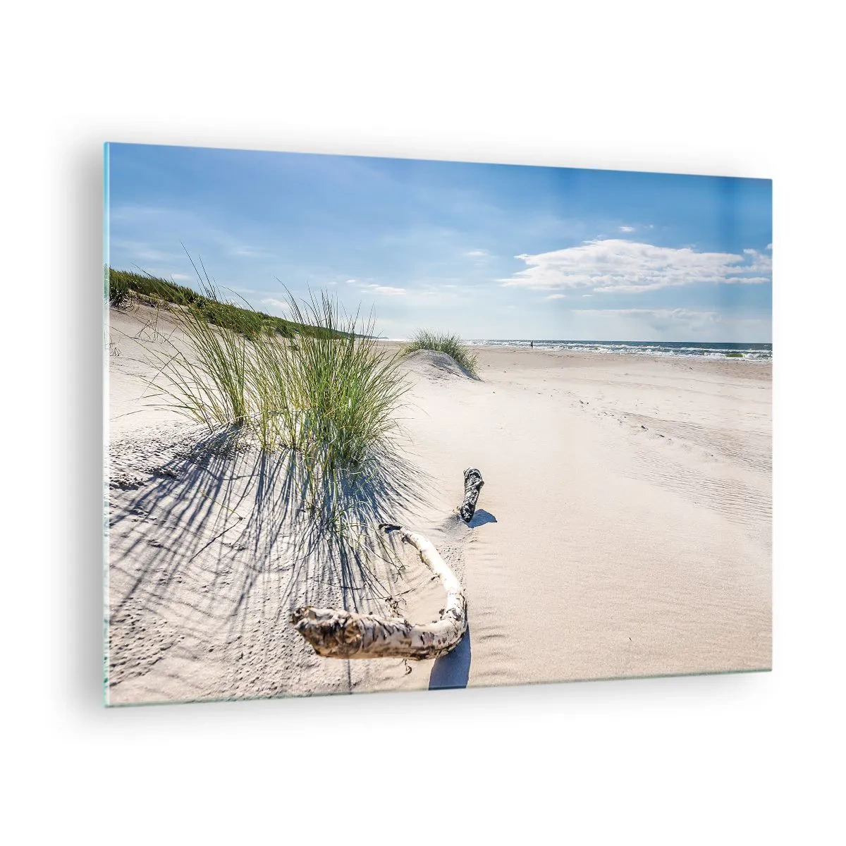 Glass picture - A sunny beach with dunes and sea grass - 70x50cm - The Most Beautiful? Baltic One - Modern wall decoration for the living room and bedroom ARTTOR