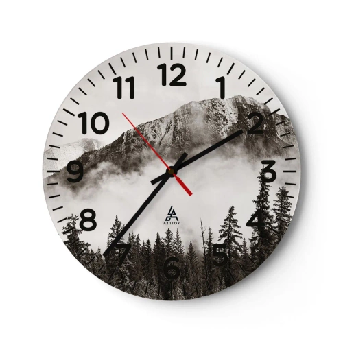Wall clock - Clock on glass - Granite Ruler - 40x40 cm