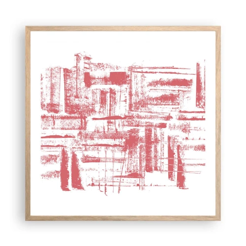 Poster in light oak frame - Red City - 60x60 cm