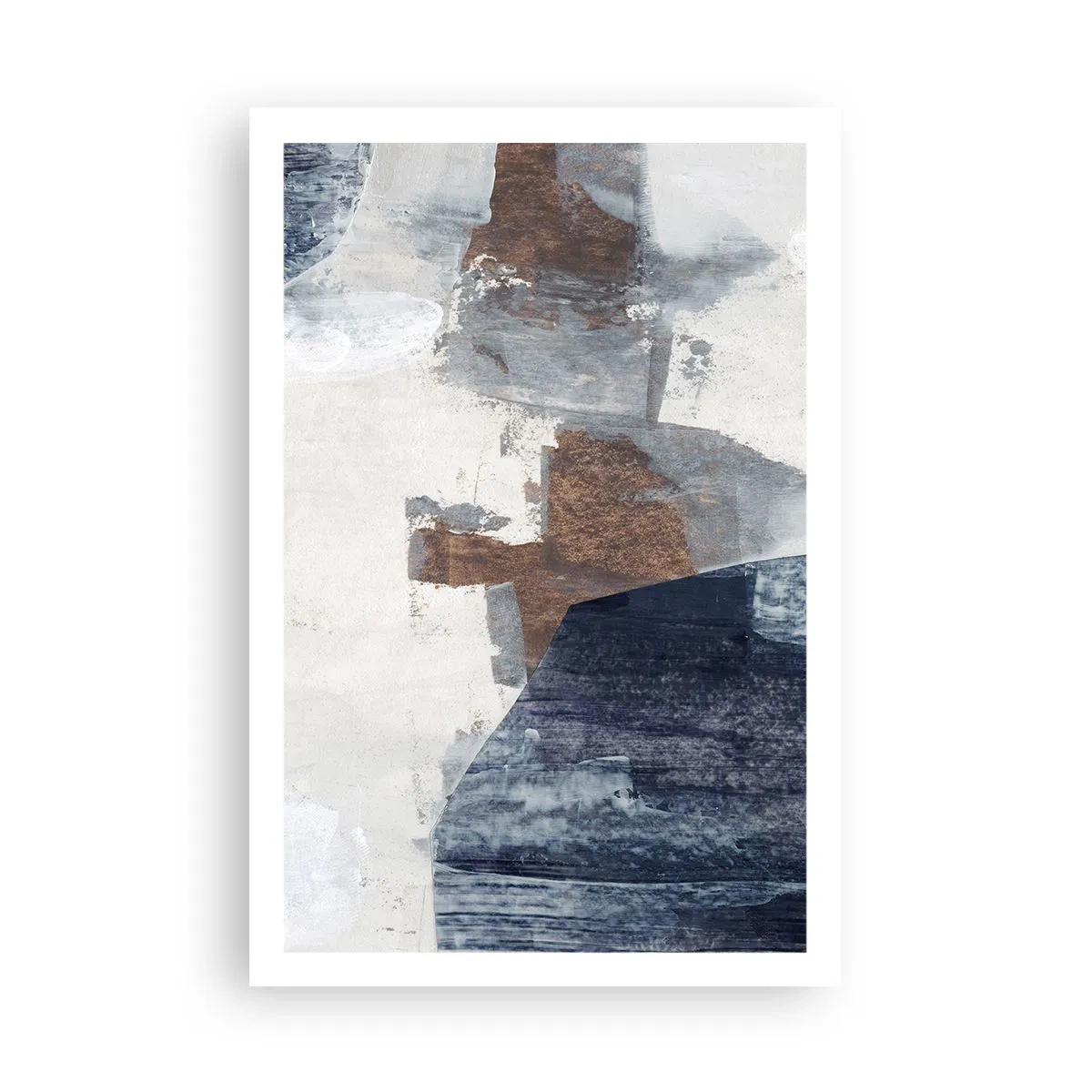 Poster - Blue and Brown Shapes - 61x91 cm