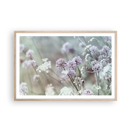 Poster in light oak frame - Sweet Filigrees of Herbs - 91x61 cm