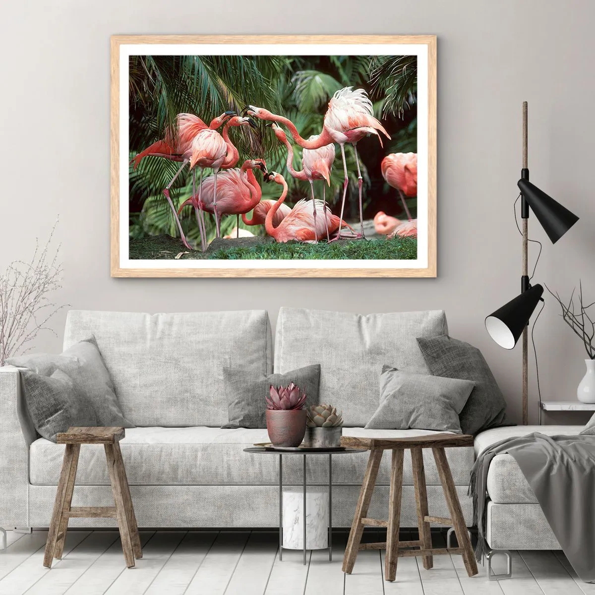 Poster in light oak frame - Afternoon Gossip - 70x50 cm