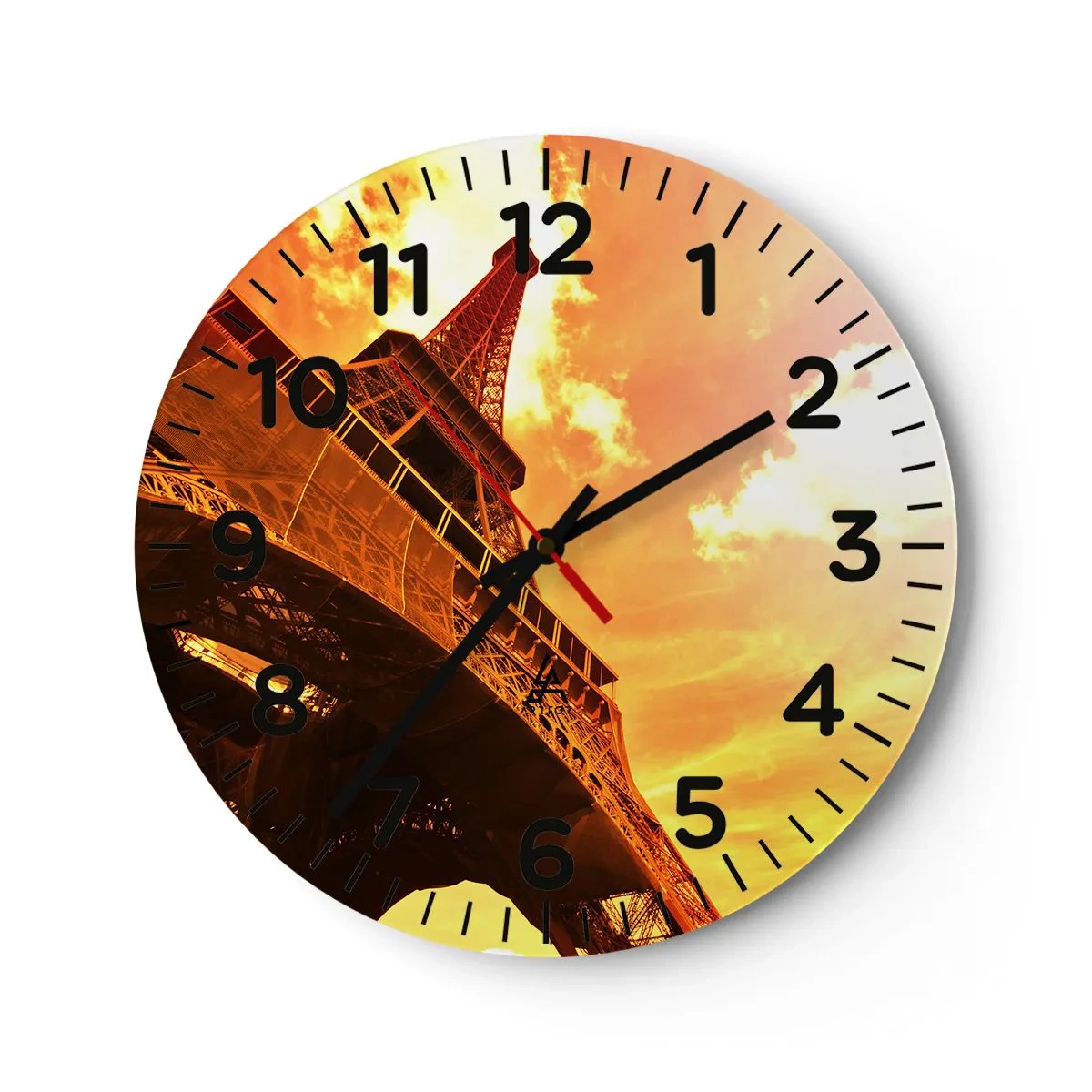 Wall clock - Clock on glass - Monumental because Gilded by the Sun - 30x30 cm