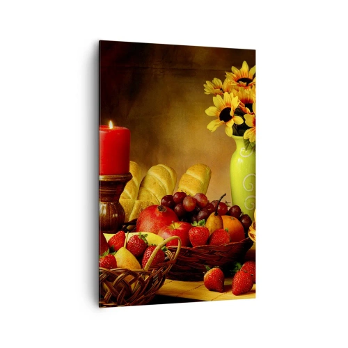 Canvas picture - Still Nature with Bread and Fruit - 80x120 cm