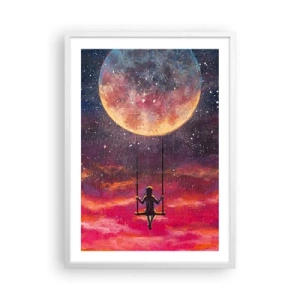 Poster in white frmae - Swinging in the Clouds - 50x70 cm