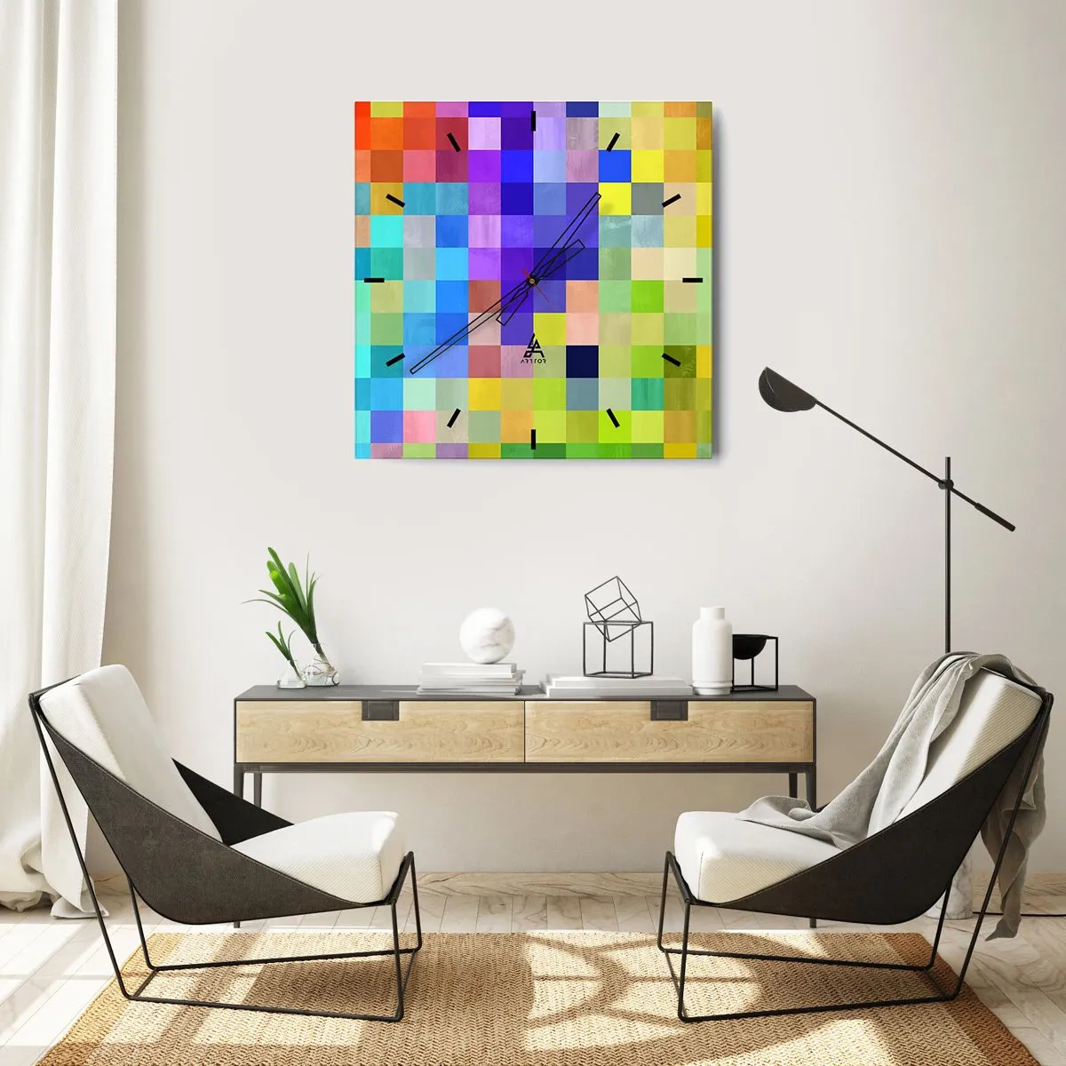 Wall clock - Clock on glass - Each Different, All Equal - 40x40 cm