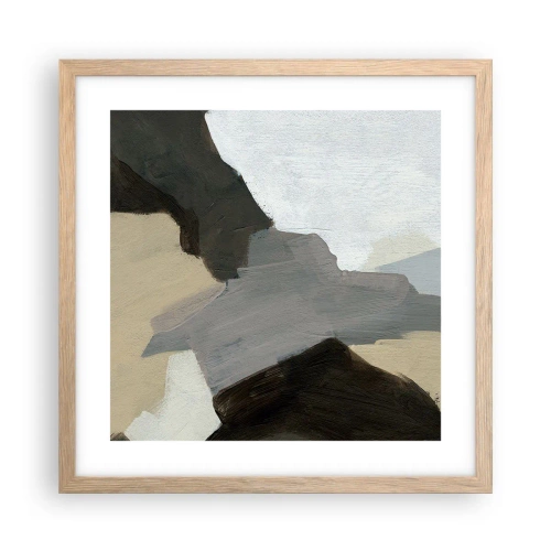 Poster in light oak frame - Abstract: Crossroads of Grey - 40x40 cm