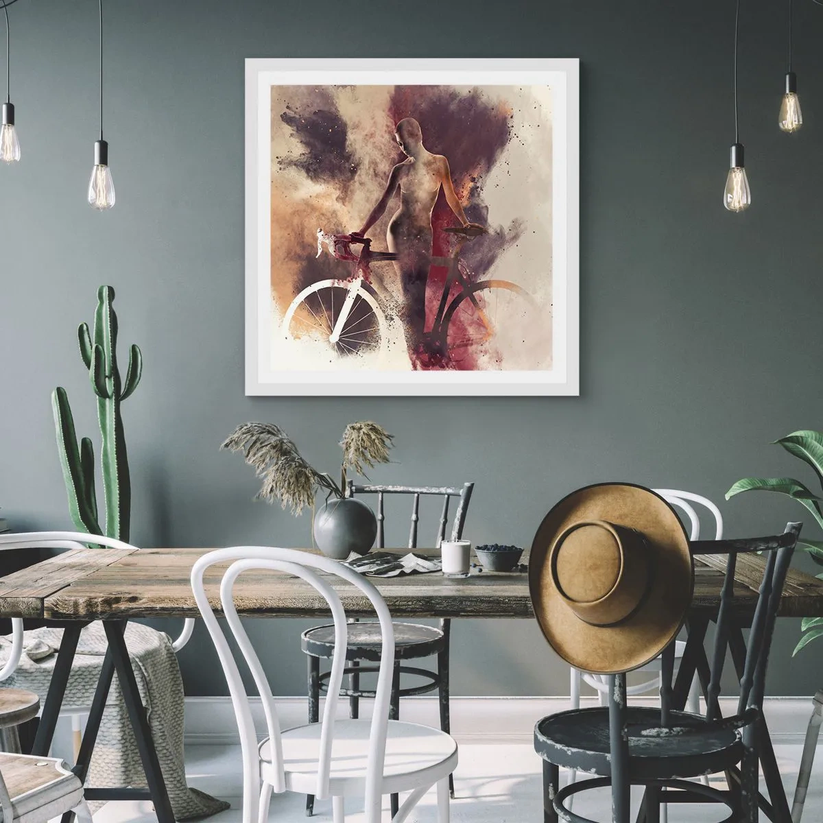 Poster in white frmae - Marble Sculpted Biker's Soul - 60x60 cm