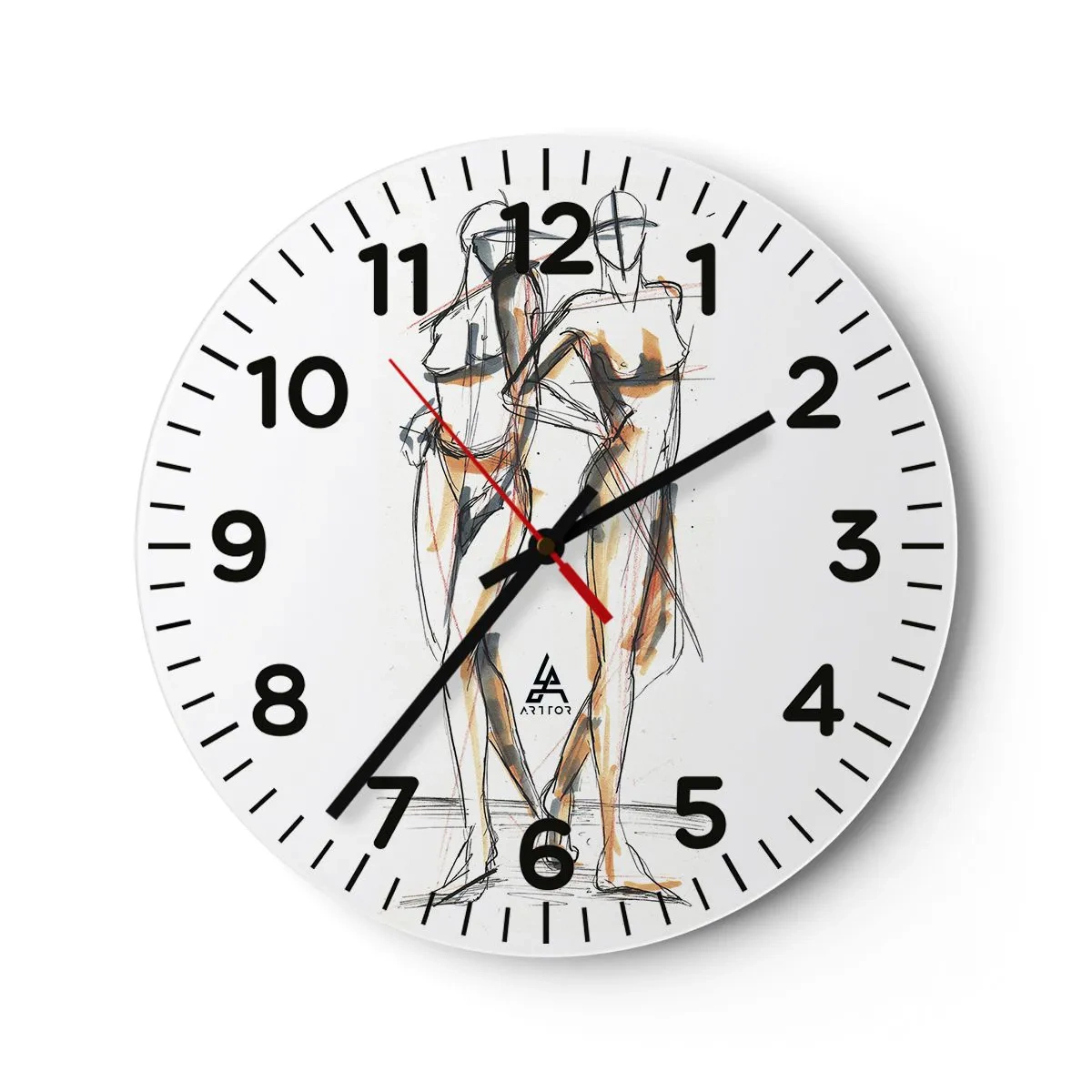 Wall clock - Clock on glass - Study of Grace - 40x40 cm