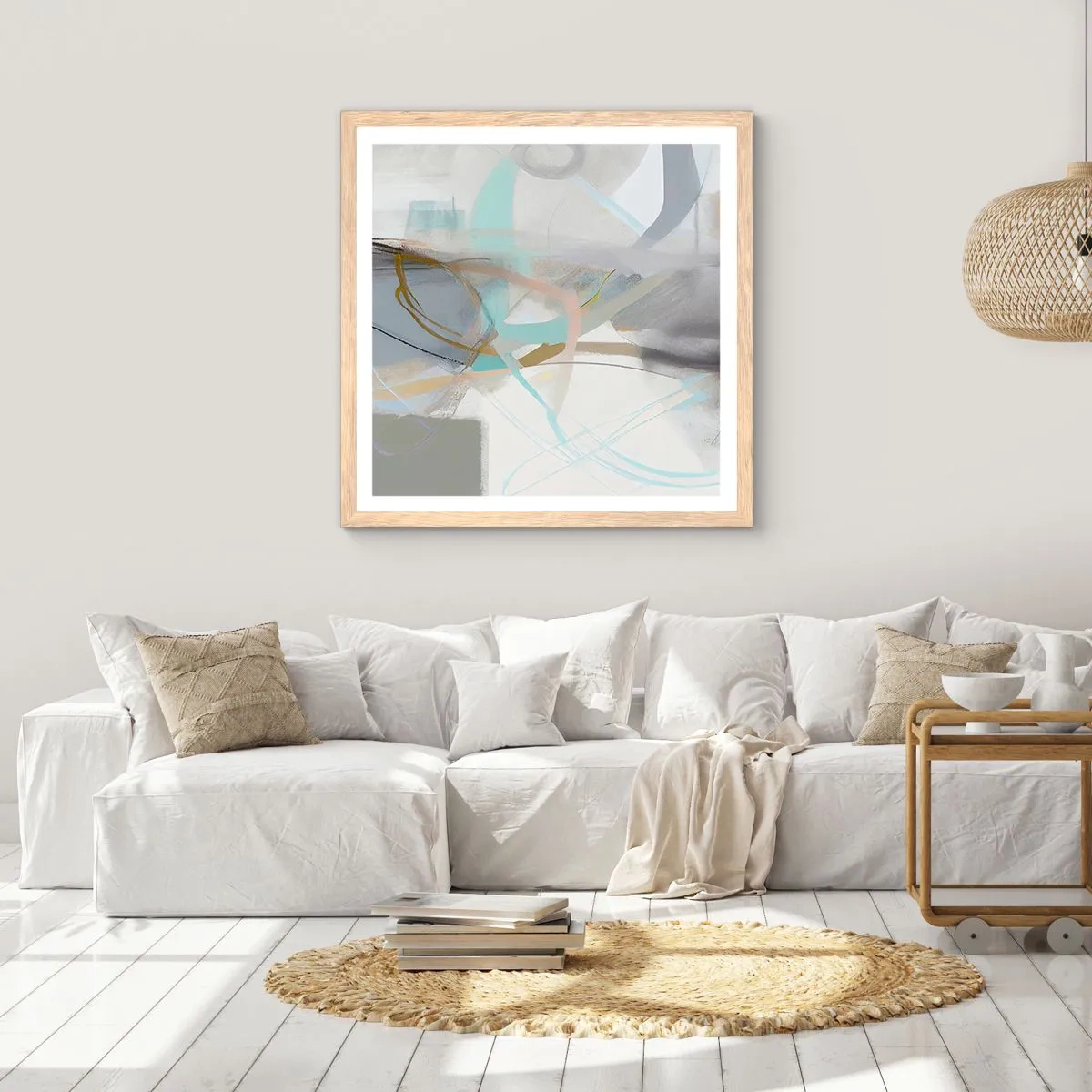 Poster in light oak frame - Foggy Abstract - 30x30 cm