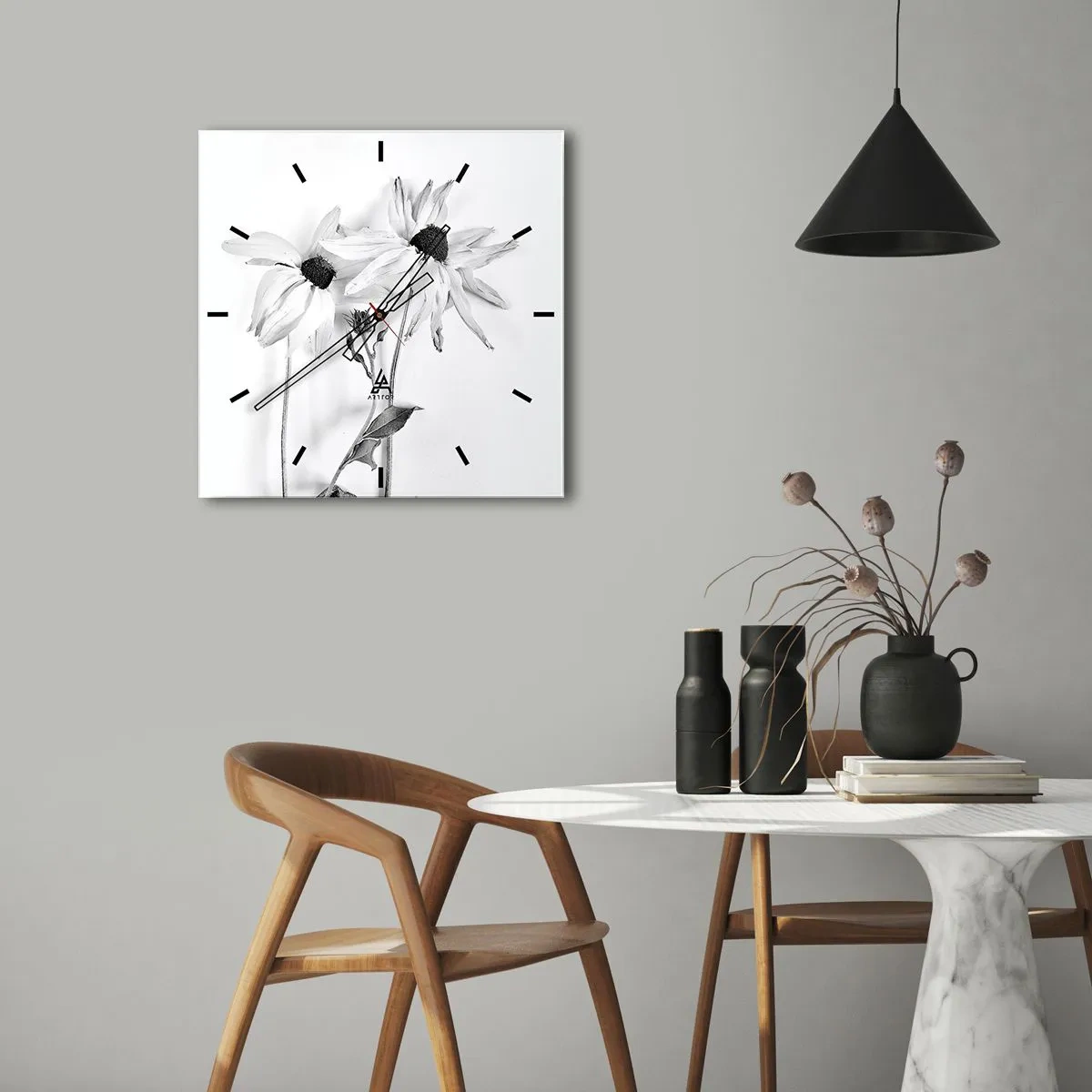 Wall clock - Clock on glass - No one Wants To Be Alone - 40x40 cm