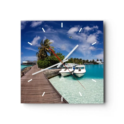 Wall clock - Clock on glass - So Paradise Exists - 40x40 cm