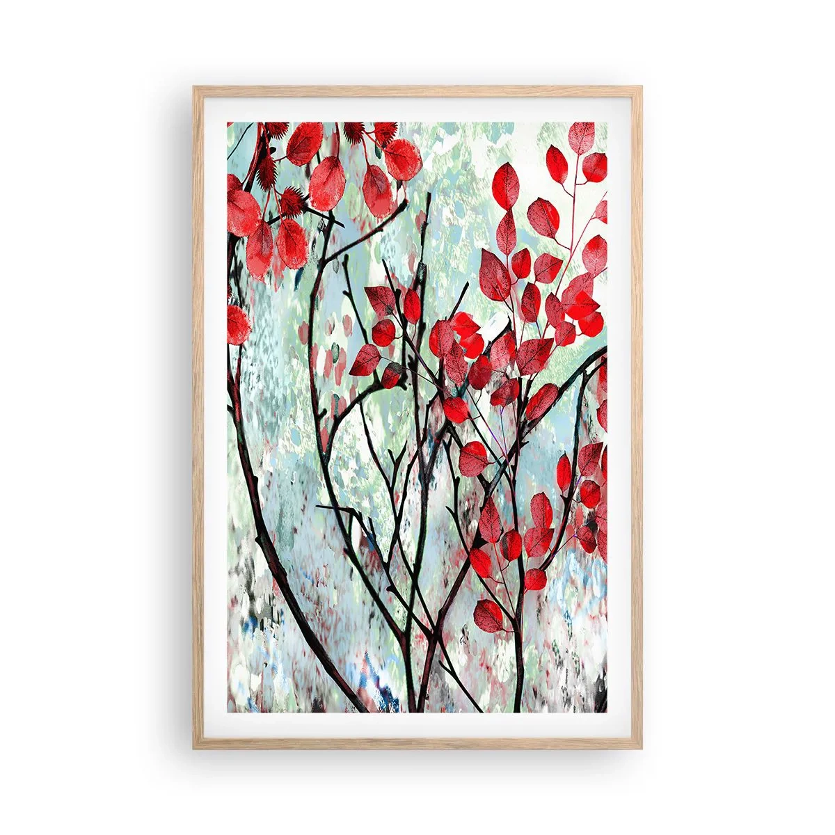 Poster in light oak frame - Tree in Scarlet - 61x91 cm