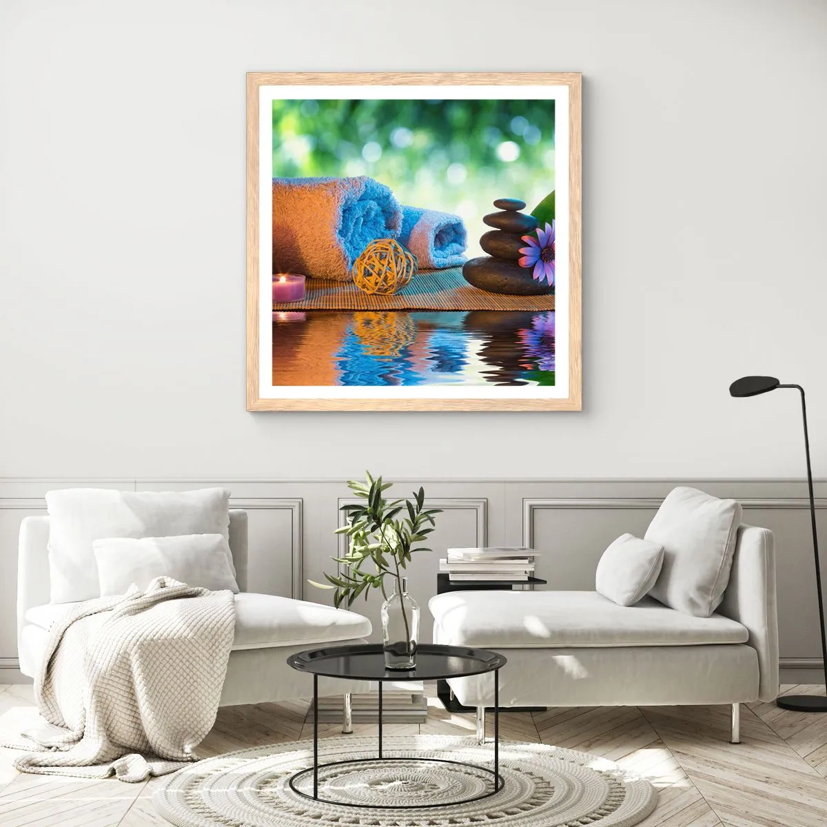 Poster in light oak frame - Time for the Body - 50x50 cm