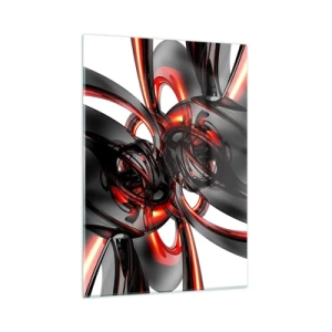 Glass picture - Movement in Graphite and Red - 50x70 cm