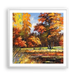 Poster in white frmae - Landscape in Gold and Brown - 60x60 cm