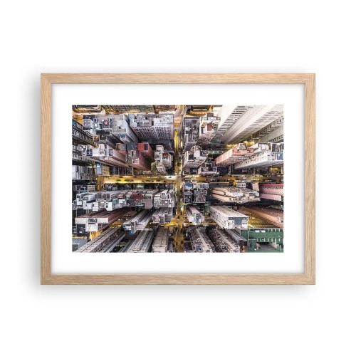 Poster in light oak frame - Greetings from Hong Kong - 40x30 cm