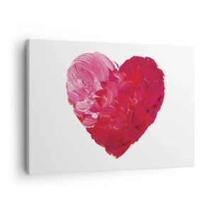 Canvas picture - pink and red heart painted with a brush - 70x50cm - All You Need Is Love - Modern wall decoration for the living room and bedroom ARTTOR